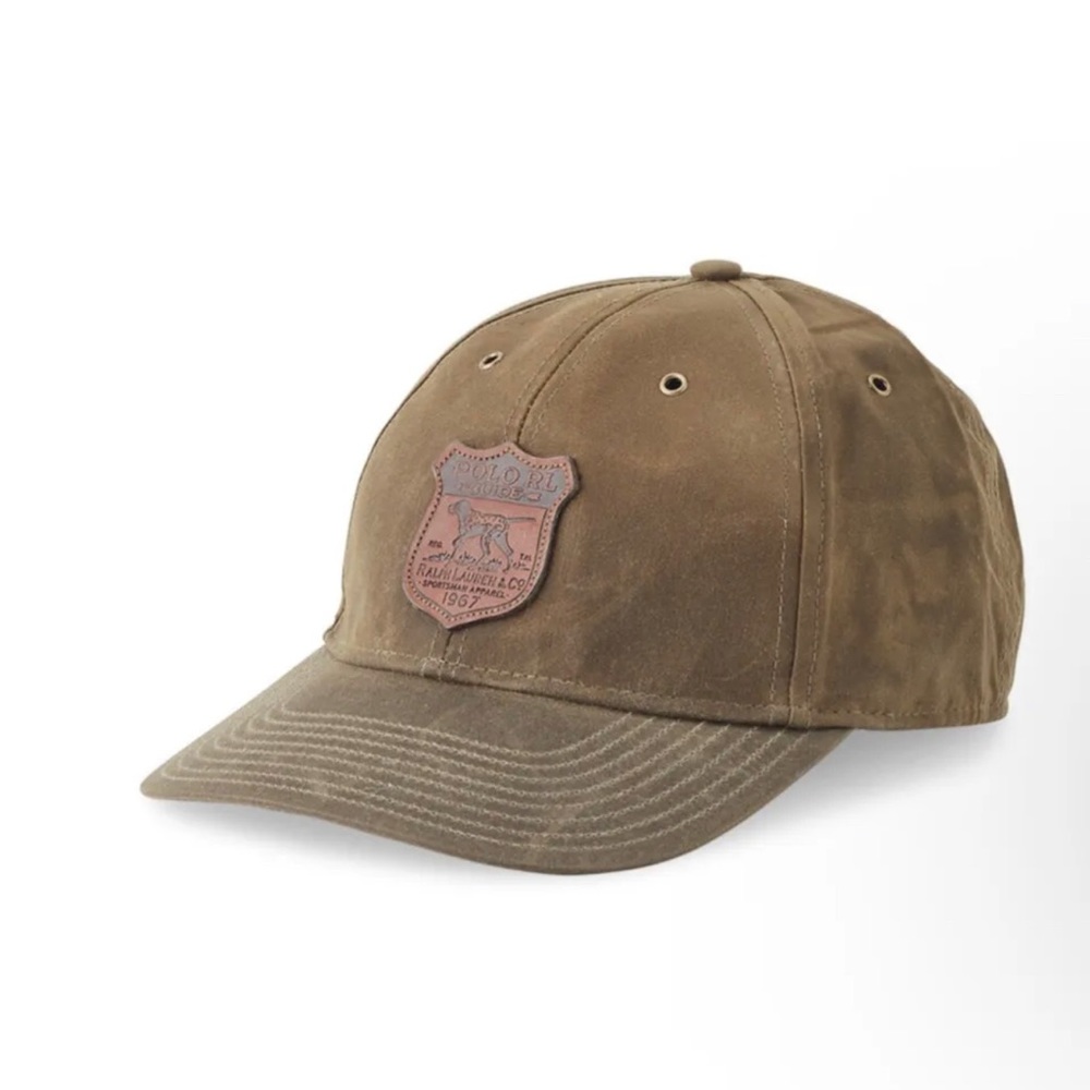 Polo Ralph Lauren Green Oilcloth Wax Hat Guide Sportsman Hunting RRL FO Leather